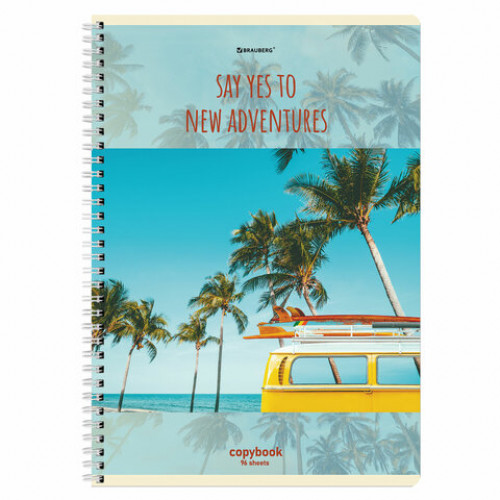 Тетрадь А4, 96 л., BRAUBERG, гребень, клетка, обложка картон, Adventures, 404056