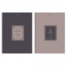 Тетрадь А4, 120 л., BRAUBERG, гребень, клетка, матовая ламинация, Винтаж, 405644