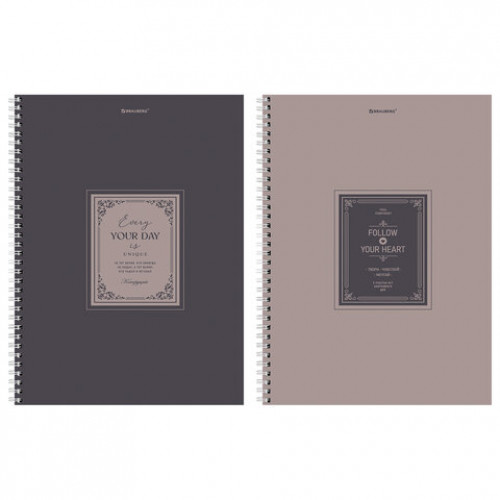 Тетрадь А4, 120 л., BRAUBERG, гребень, клетка, матовая ламинация, Винтаж, 405644