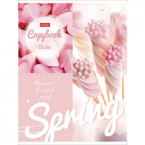 Тетрадь А5, 80 л., HATBER, скоба, клетка, Sweet seasons (5 видов), 80Т5В1