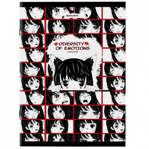Тетради ДЭК А4, 96 л., КОМПЛЕКТ 3 шт., BRAUBERG, скоба, клетка, глянцевый лак, Anime Emotions, 404653