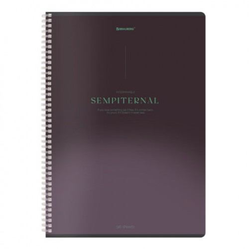 Тетрадь А4, 96 л., BRAUBERG, гребень, клетка, Soft Touch, Peaceful (микс в спайке), 405312
