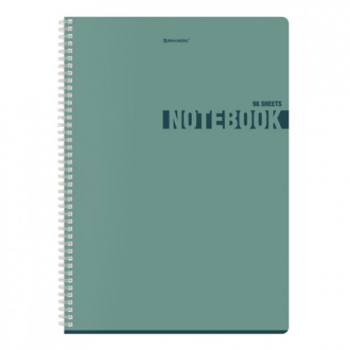 Тетрадь А4, 96 л., BRAUBERG, гребень, клетка, матовая ламинация, NoteColor (микс в спайке), 405316