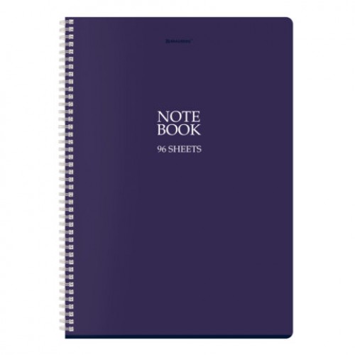 Тетрадь А4, 96 л., BRAUBERG, гребень, клетка, матовая ламинация, NoteBookMono (микс в спайке), 405315