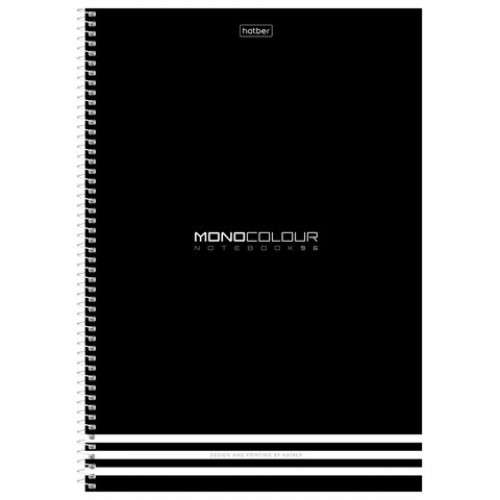 Тетрадь А4 96л. HATBER спираль, клетка, матовая ламинация, тиснение, MONOCOLOUR (микс, 96Т4лтВ1сп
