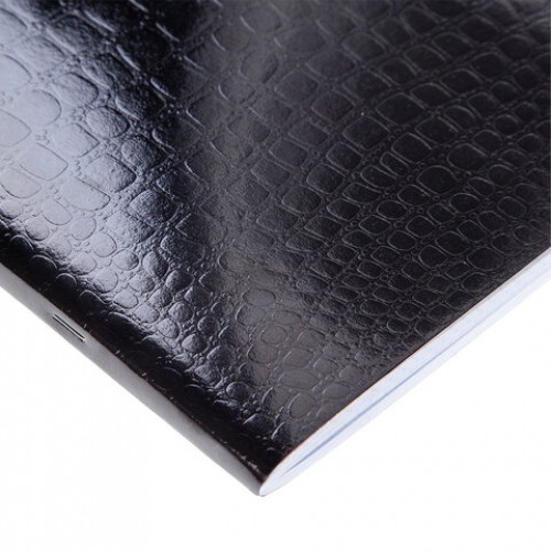 Тетрадь бумвинил А4 96л. скоба, офсет №1, клетка, ЧЕРНАЯ Metallic, тиснение CROCO, HA, 96Т4бвВ3