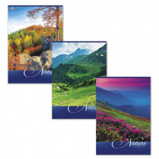 Тетрадь А4, 80 л., HATBER VK, скоба, клетка, обложка картон, NATURE (ПРИРОДА) (3 вида), 80Т4C3, T140765