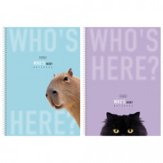 Тетрадь А4 96л. HATBER спираль, линия, матовая ламинация, Кто здесь? (микс в спайке),, 96Т4лВ2сп