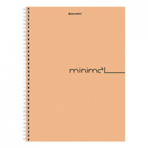 Тетрадь А4, 120 л., BRAUBERG, гребень, клетка, матовая ламинация, Минимал_Цвет, 405642