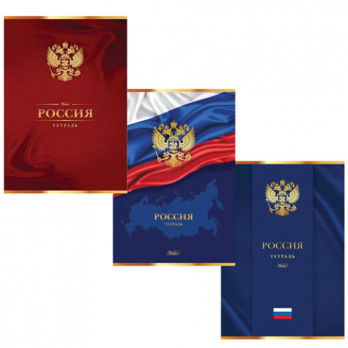 Тетрадь А4, 96 л., HATBER, скоба, клетка, 3D фольга, матовая ламинация, РОССИЯ (3 вида), 96Т4лофВ3, T262924
