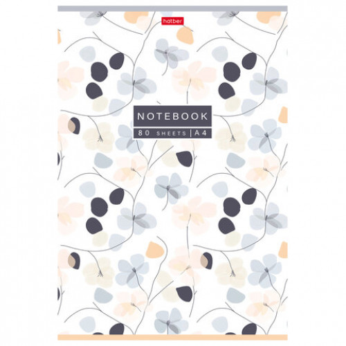 Тетрадь А4 80л. HATBER скоба, клетка, Soft-touch ламинация, Музыка цветов (микс в спа, 80Т4лВ1