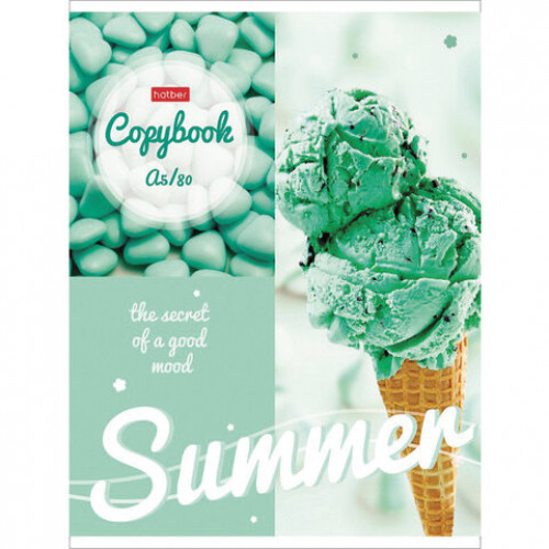 Тетрадь А5, 80 л., HATBER, скоба, клетка, Sweet seasons (5 видов), 80Т5В1