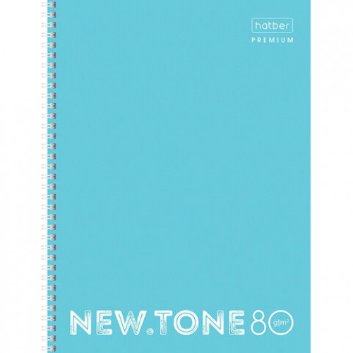 Тетрадь А4 80 л. HATBER Premium гребень, клетка, глянцевая ламинация, NEWtone PASTEL Незабудка, T369678, 80Т4лA1гр_05025