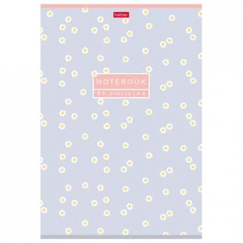 Тетрадь А4 80л. HATBER скоба, клетка, Soft-touch ламинация, Музыка цветов (микс в спа, 80Т4лВ1