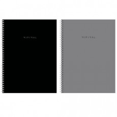 Тетрадь А4, 120 л., BRAUBERG, гребень, клетка, матовая ламинация, Minimal Classic, 405640