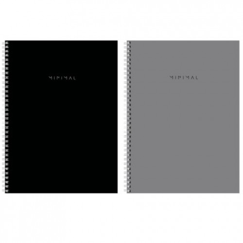 Тетрадь А4, 120 л., BRAUBERG, гребень, клетка, матовая ламинация, Minimal Classic, 405640