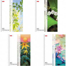 Тетрадь А4, 80 л., HATBER, гребень, клетка, выборочный лак, Nature (4 вида в спайке), 80Т4вмВ3гр