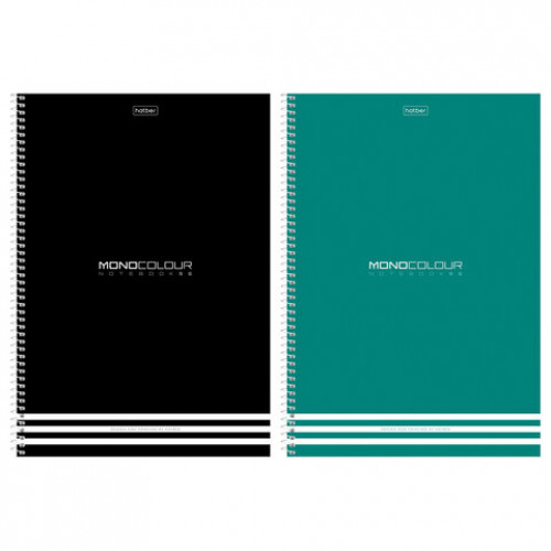 Тетрадь А4 96л. HATBER спираль, клетка, матовая ламинация, тиснение, MONOCOLOUR (микс, 96Т4лтВ1сп