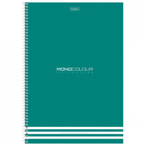 Тетрадь А4 96л. HATBER спираль, клетка, матовая ламинация, тиснение, MONOCOLOUR (микс, 96Т4лтВ1сп