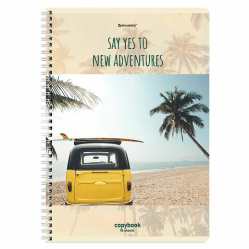 Тетрадь А4, 96 л., BRAUBERG, гребень, клетка, обложка картон, Adventures, 404056