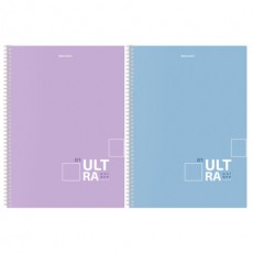 Тетрадь А4, 96 л., BRAUBERG, гребень, клетка, матовая ламинация, UltraTone (микс в спайке), 405317