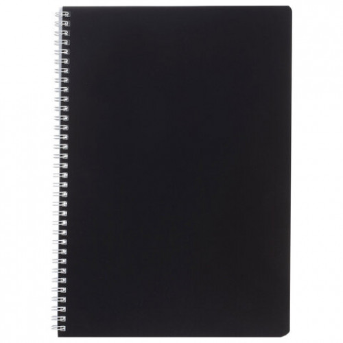 Тетрадь А4 96л. HATBER гребень, клетка, Soft-touch ламинация, SoloMatte_Черный бархат, 96Т4лВ1гр