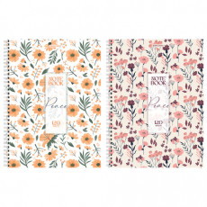 Тетрадь А4, 120 л., BRAUBERG, гребень, клетка, матовая ламинация, Цветочный паттерн, 405646