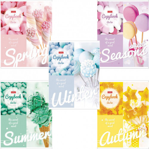 Тетрадь А5, 80 л., HATBER, скоба, клетка, Sweet seasons (5 видов), 80Т5В1