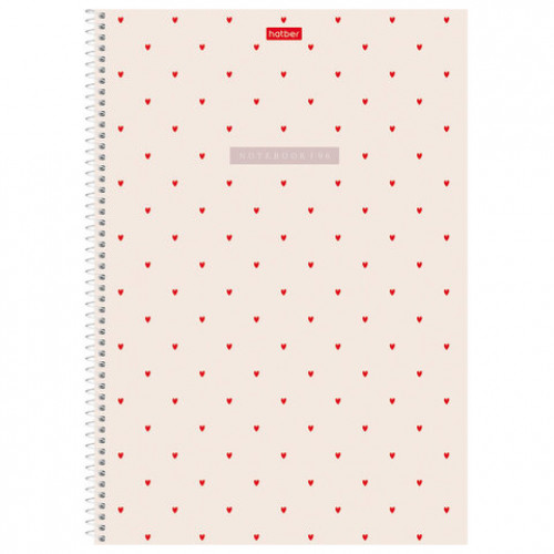 Тетрадь А4 96л. HATBER спираль, линия, тиснение, LOVE IS....(микс в спайке), 093597, 96Т4тВ2сп
