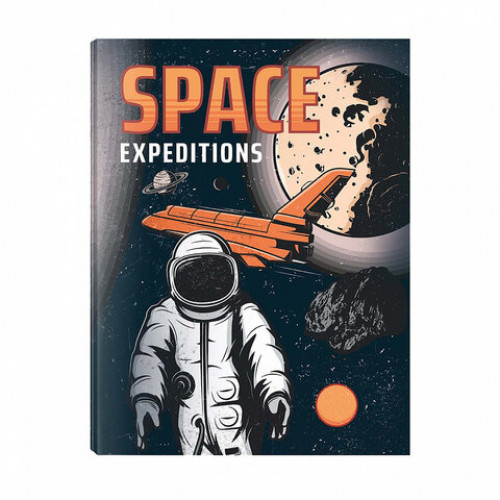 Тетрадь на кольцах А5 175х215 мм, 120 л., твердый картон, клетка, BRAUBERG, SpaceX, 404081