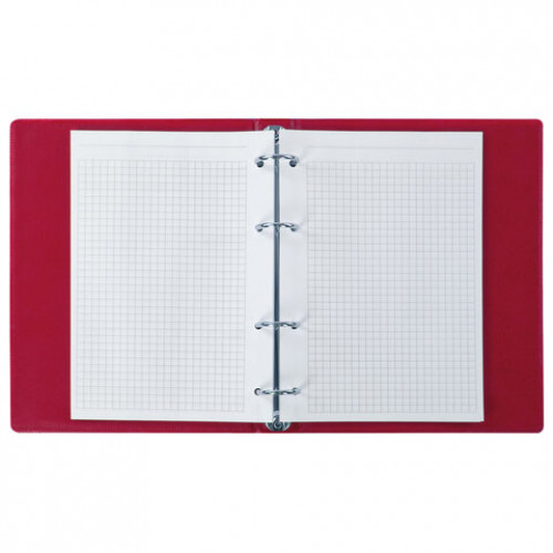 Тетрадь на кольцах А5 180х220 мм, 80 л., обложка ПВХ, клетка, BRAUBERG, красный, 403911