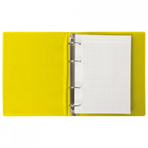 Тетрадь на кольцах А5 180х220 мм, 80 л., обложка ПВХ, клетка, BRAUBERG, желтый, 403912