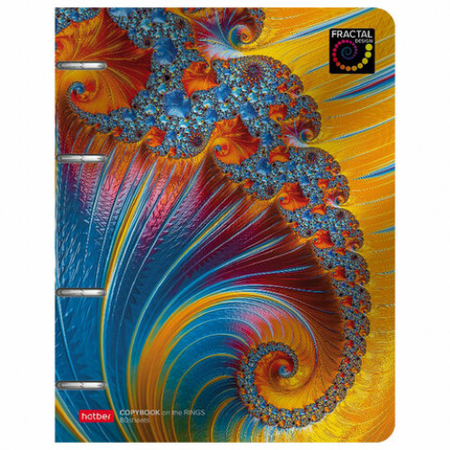 Тетрадь на кольцах А5 166х220 мм, 80 л., металлизированный картон, клетка, HATBER, Аммонит, 80ТК5мтлВ1, 80ТК5мтлВ1_2628