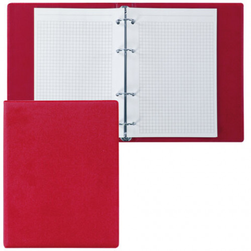 Тетрадь на кольцах А5 180х220 мм, 80 л., обложка ПВХ, клетка, BRAUBERG, красный, 403911