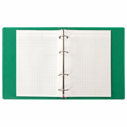 Тетрадь на кольцах А5 180х220 мм, 80 л., обложка ПВХ, клетка, BRAUBERG, зеленый, 403910