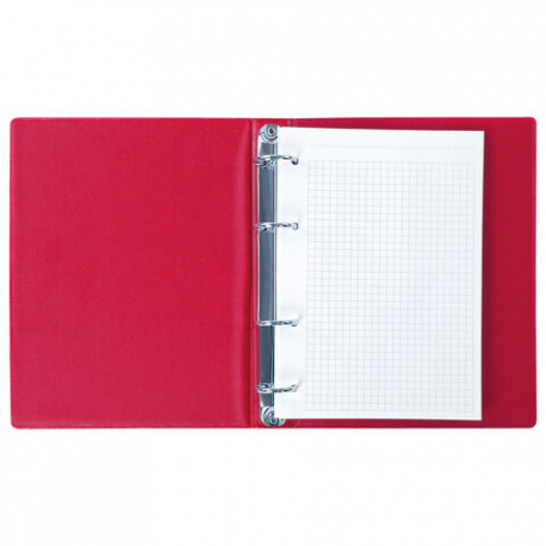 Тетрадь на кольцах А5 180х220 мм, 80 л., обложка ПВХ, клетка, BRAUBERG, красный, 403911