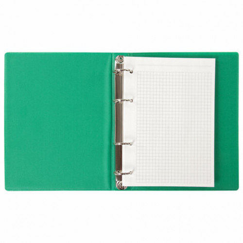 Тетрадь на кольцах А5 180х220 мм, 80 л., обложка ПВХ, клетка, BRAUBERG, зеленый, 403910