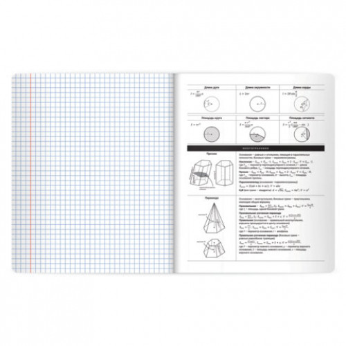 Тетрадь предметная BLACK MODE 48л, пластиковая обложка, ГЕОМЕТРИЯ, клетка, подсказ, BRAUBERG, 405519