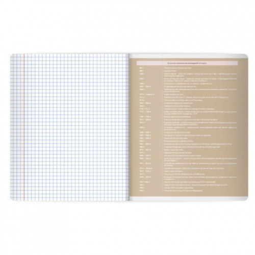 Тетрадь предметная MonoPastel 48л, пластиковая обложка, ИСТОРИЯ, клетка, подсказ, BRAUBERG, 405508