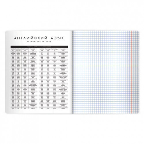 Тетрадь предметная BLACK MODE 48л, пластиковая обложка, АНГЛИЙСКИЙ ЯЗЫК, клетка, подсказ, BRAUBERG, 405516