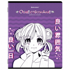 Тетрадь предметная ANIME 48 л., глянцевый УФ-лак, ОБЩЕСТВОЗНАНИЕ, клетка, BRAUBERG, 404533