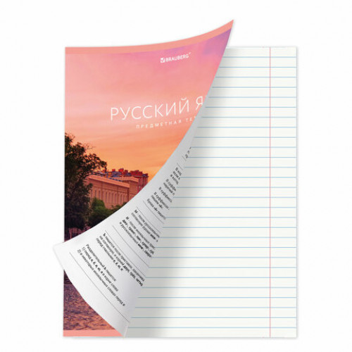 Тетрадь предметная КЛАССИКА NEW 48 л., обложка картон, РУССКИЙ ЯЗЫК, линия, BRAUBERG, 404245