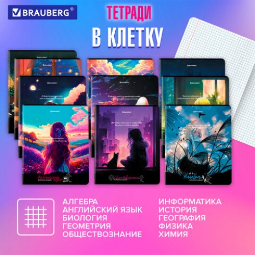 Тетради предметные, КОМПЛЕКТ 12 ПРЕДМЕТОВ, ANIME GIRLS, 48 л., матовая ламинация, BRAUBERG, 404832