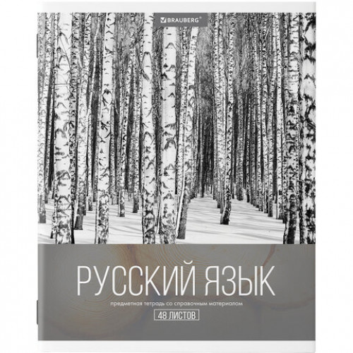 Тетрадь предметная КЛАССИКА XXI 48 листов, обложка картон, РУССКИЙ ЯЗЫК, линия, подсказ, BRAUBERG, 403949