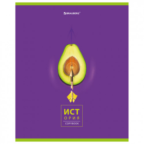 Тетрадь предметная AVOCADO 48 л., глянцевый лак, ИСТОРИЯ, клетка, BRAUBERG, 404280