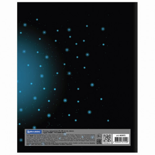 Тетрадь предметная DARK 48 листов, глянцевый лак, РУССКИЙ ЯЗЫК, линия, подсказ, BRAUBERG, 403975
