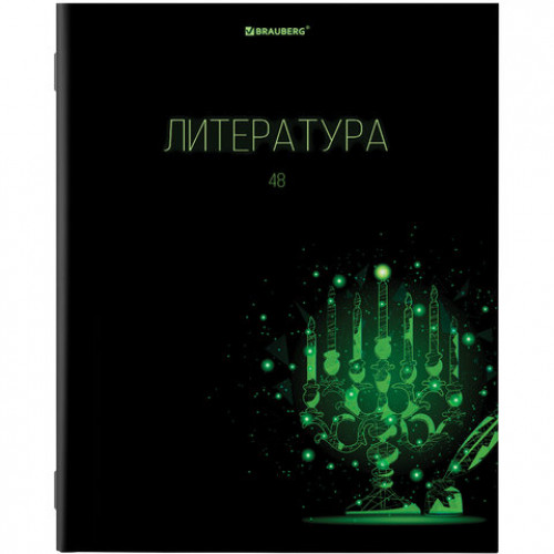 Тетрадь предметная DARK 48 л., глянцевый лак, ЛИТЕРАТУРА, линия, подсказ, BRAUBERG, 403974