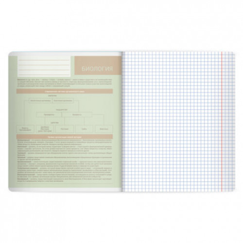 РЕЗЕРВ Тетрадь предметная MonoPastel 48л, пластиковая обложка, БИОЛОГИЯ, клетка, подсказ, BRAUBERG, 405504
