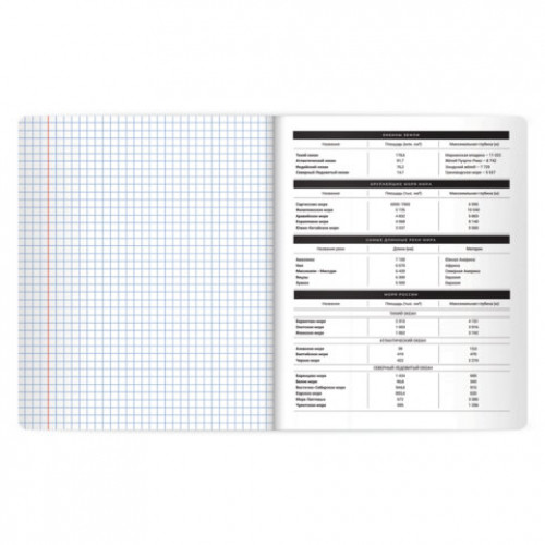 Тетрадь предметная BLACK MODE 48л, пластиковая обложка, ГЕОГРАФИЯ, клетка, подсказ, BRAUBERG, 405518