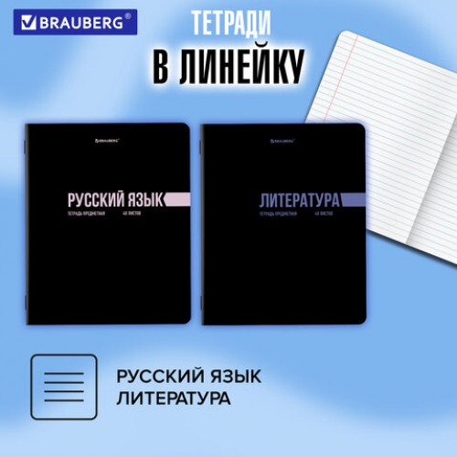 Тетради предметные, КОМПЛЕКТ 12 ПРЕДМЕТОВ, 48 л., обложка картон, BRAUBERG КЛАССИКА BLACK, 405162